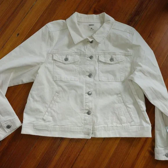 Sonoma Jackets Coats Nwt Sonoma Cropped Jean Jacket Ecru Xl